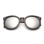Black Round Arrow Arm Silver Mirror Polarized Lens Sunglasses